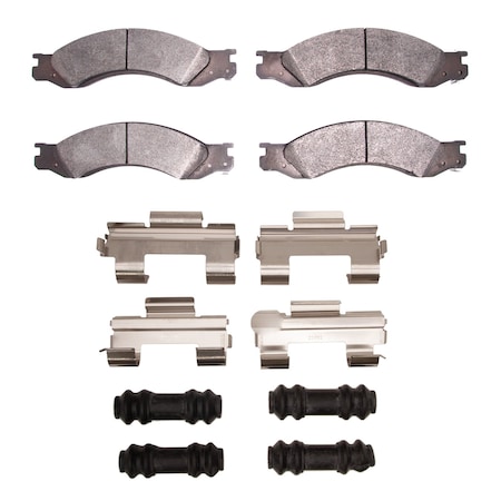 Dynamic Friction Co 5000 Advanced Brake Pads - Semi Metallic and Hardware Kit, Long Pad Wear, Rear 1551-1064-01